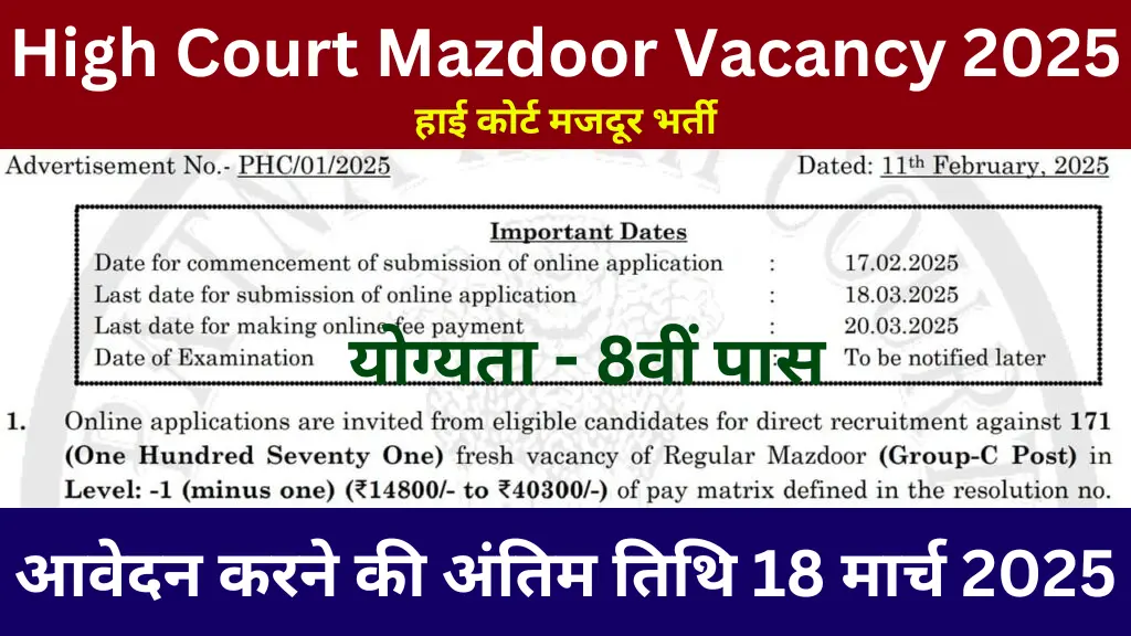 High Court Mazdoor Vacancy 2025