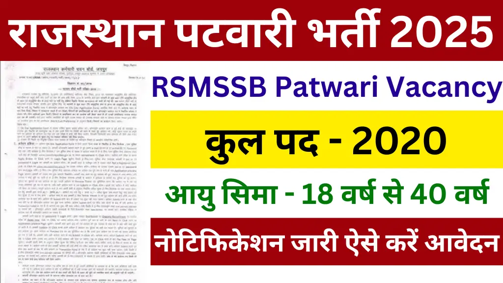 RSMSSB Patwari Vacancy 2025