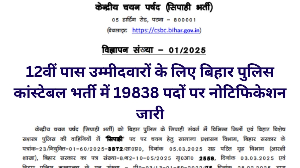 Bihar Police Constable Vacancy 2025