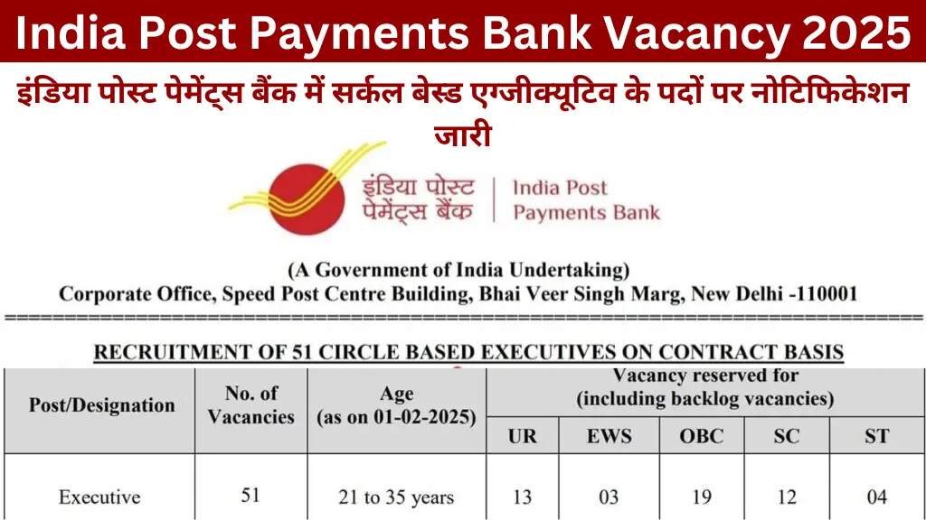 India Post Payments Bank Vacancy 2025