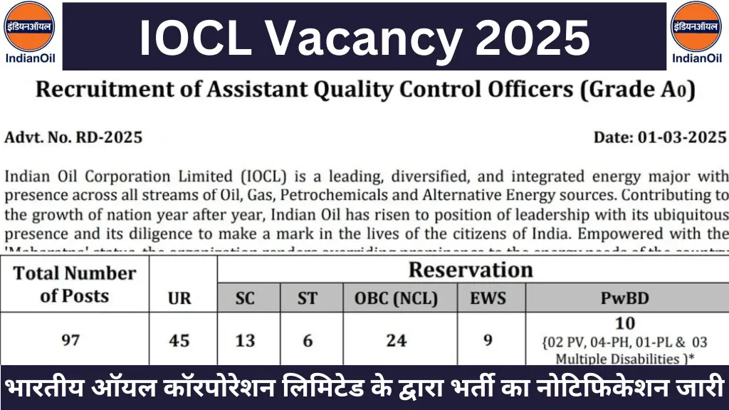 Indian Oil Corporation Limited Vacancy 2025