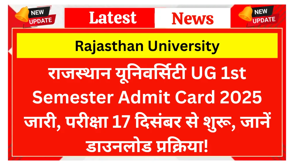 Rajasthan University UG 1st Semester Admit Card 2025